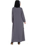 Arabic Front zip and slit patch work Nida Abaya Grey Women Online shopping USA